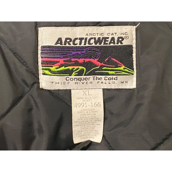 VTG 90s Arctic Cat Wear Jacket Snowmobile Racing Coat Mens XL USA Made Neons - Picture 11 of 16